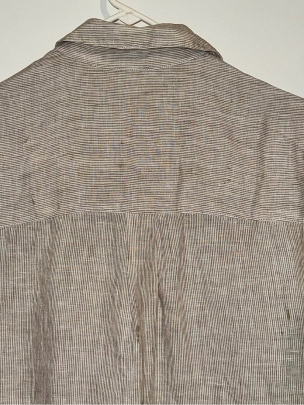 J. McLaughlin Linen Tunic Shirt XS Brown Stripe Button - Picture 3 of 5